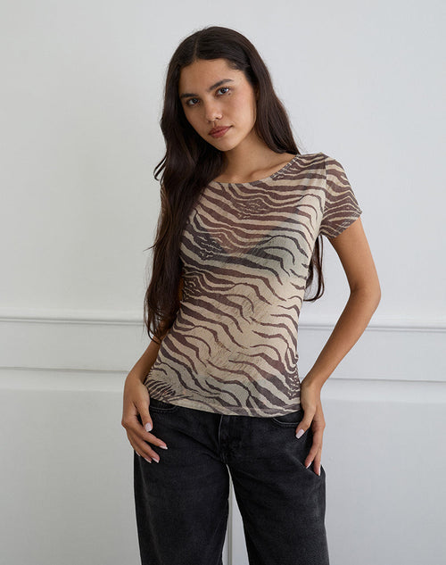 Image of Neko Top in Mesh Wild Animal Neutral