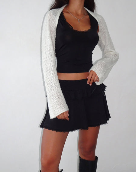 Nocta Long Sleeve Crop Top in Weave Knit Ivory