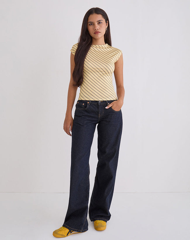 Image of Nova Slinky Top in Yellow Diagonal Stripe
