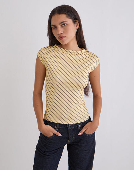 Lioba Ruched Asymetric Top in Slinky Dusty Pink