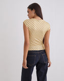 Image of Nova Slinky Top in Yellow Diagonal Stripe