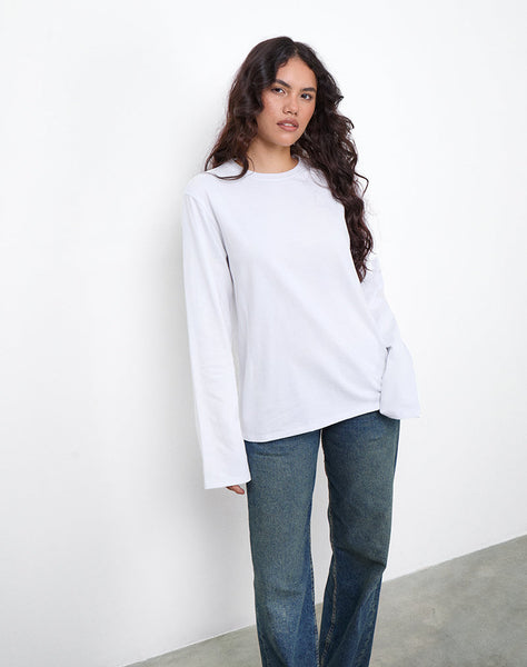 Image of OB Oversized Long Sleeve Tee Top in White