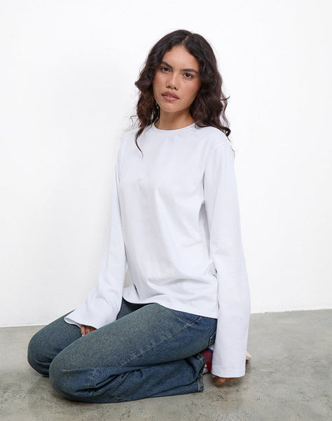 Image of OB Oversized Long Sleeve Tee Top in White