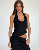 Image of Oceane Halterneck Top in Black Textured Crochet