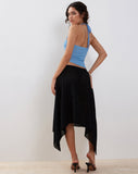 Image of Tullia Asymmetric Midi Skirt in Black Crochet