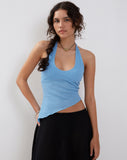 Image of Oceane Halterneck Top in Blue Textured Crochet