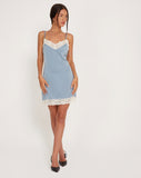 Image of Ochi Mini Slip Dress in Satin Polar Blue