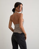 Image of Odin Vest Top in Beige with Polka Pinstripe