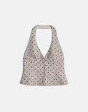 Image of Odin Vest Top in Beige with Polka Pinstripe