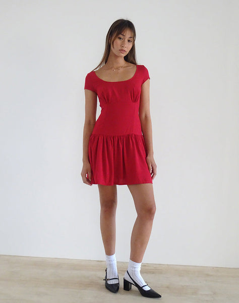 Image of Ohayo Mini Dress in Adrenaline Red