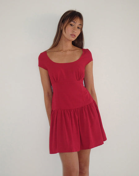 Carey Mini Dress in Lycra Slinky Red