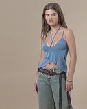 image of Olgira Mesh Halterneck Vest Top in Blue Grey