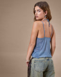 image of Olgira Mesh Halterneck Vest Top in Blue Grey