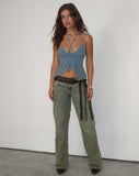 image of Olgira Mesh Halterneck Vest Top in Blue Grey