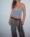 image of Olgira Mesh Halterneck Vest Top in Blue Grey