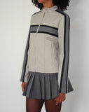 Image of MOTEL X JACQUIE Oliver Zip Up Jacket in Grey PU with Dark Grey Stripe