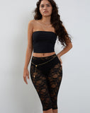 Image of Tuka Lace Cropped Capri Shorts in Black