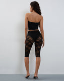 Image of Tuka Lace Cropped Capri Shorts in Black