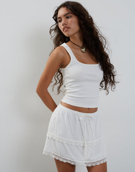 Image of Ryila Frill Mini Skirt in White