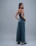 Image of Zaenap Frayed Denim Maxi Skirt in Brown Blue Acid