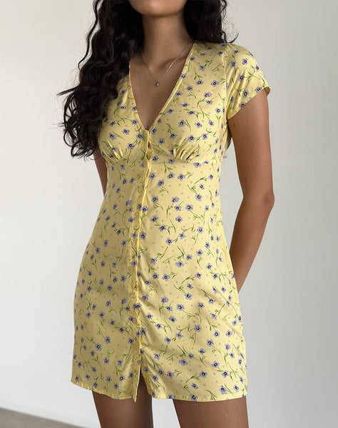 Image of Omoni Mini Dress in Wild Flower Lemon Drop