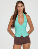 Image of Oorja Halterneck Top in Tailoring Aqua