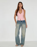 Image of Oorja Halterneck Top in Tailoring Baby Pink