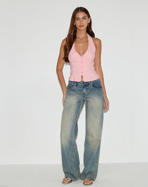 Image of Oorja Halterneck Top in Tailoring Baby Pink
