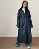 Image of Orcati Double Breasted Trench Coat in Black PU