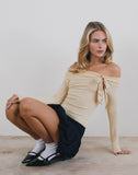 Image of Orianne Long Sleeve Bardot Top in Knit Buttercream