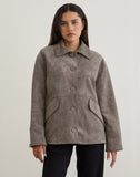 Image of Orson Jacket in Faux Suede Olive Grey