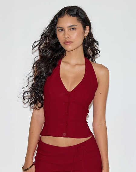 FELIA TIE BACK TOP RED GINGHAM