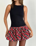 Image of Ortega Mini Dress in Black with Diagonal Check Red