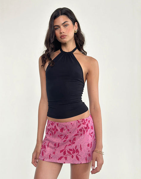 Image of Osuya Mini Skirt in Stencil Flower Pink
