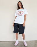Image of Oversize Basic Tee in White with Gemini Motel Pet Print