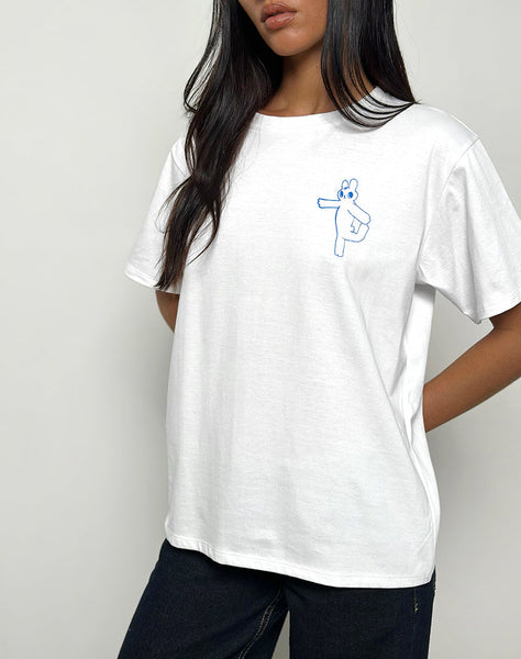 Image of Oversize Basic Tee in White with Doing My Best Graphic