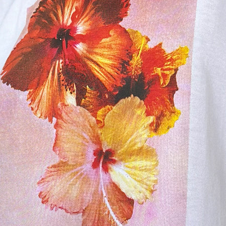 Oversized Basic Tee in White Hibiscus