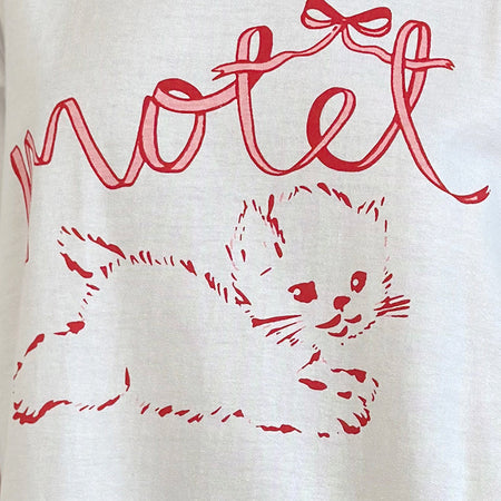 Oversized Basic Tee in White with Kitty