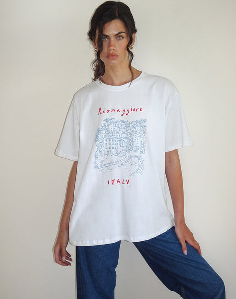 image of Oversized Basic Tee in Riomaggiore Italy White