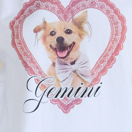 Oversize Basic Tee in White with Gemini Motel Pet Print