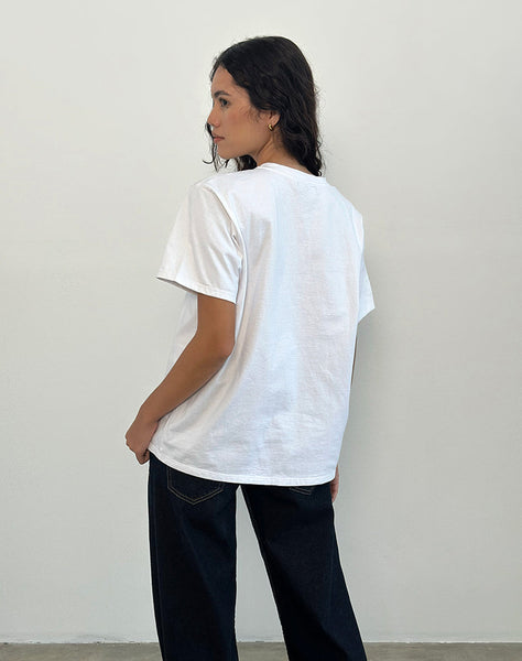 Image of Oversized Basic Tee in White with Pisces Motel Pet