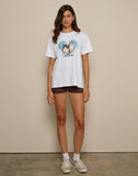 Image of Oversize Basic Tee in White with Taurus Motel Pet Print