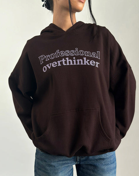 Image of Oversized Hoodie in Bitter Chocolate with Overthinker Print