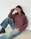 Image of Oversize Hoodie in Deep Mahogany with Motel Scribble Embroidery