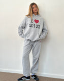 Image of Emiko Oversized Joggers in Grey Marl with I Love 2010's Print