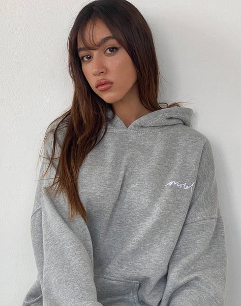 Image of Oversize Hoodie in Grey Marl with Motel Scribble Embroidery