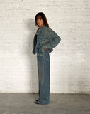 image of Oversized Denim Jacket in Brown Blue Acid