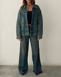 image of Oversized Denim Jacket in Brown Blue Acid