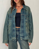 image of Oversized Denim Jacket in Brown Blue Acid