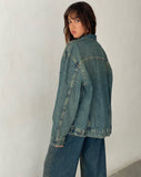 image of Oversized Denim Jacket in Brown Blue Acid